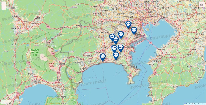 神奈川県のスポーツクラブNASの店舗地図