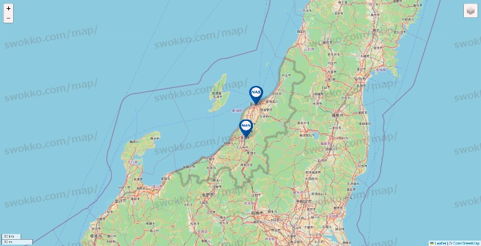 新潟県のスポーツクラブNASの店舗地図
