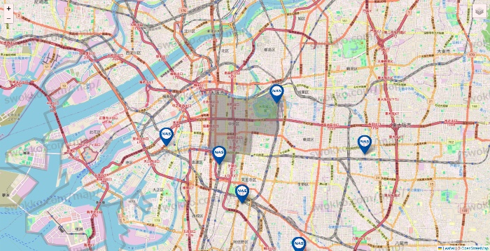 大阪府のスポーツクラブNASの店舗地図
