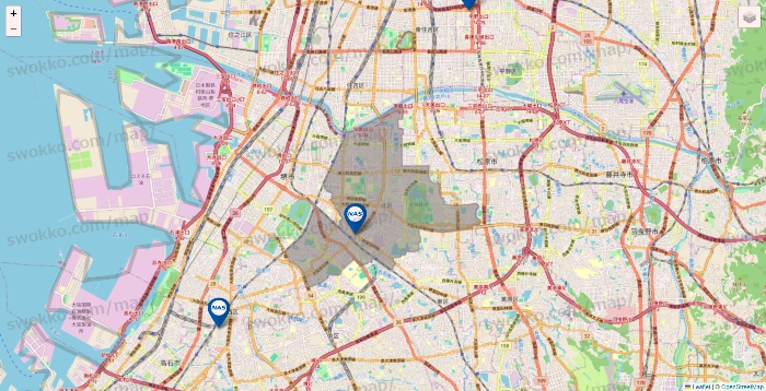 大阪府のスポーツクラブNASの店舗地図