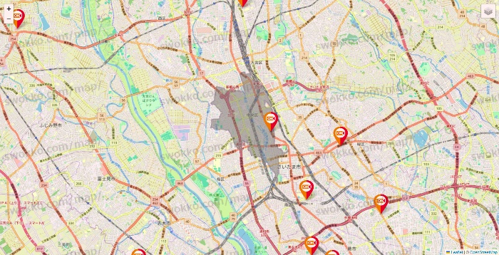 埼玉県のOKストアの店舗地図