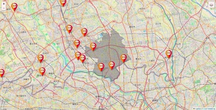 埼玉県のOKストアの店舗地図