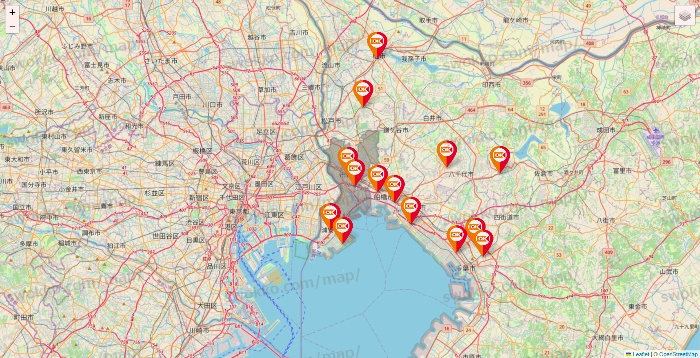 千葉県のOKストアの店舗地図