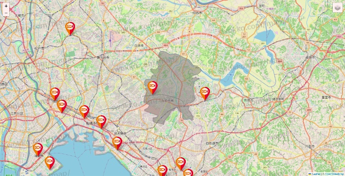 千葉県のOKストアの店舗地図