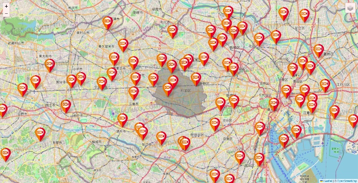 東京都のOKストアの店舗地図
