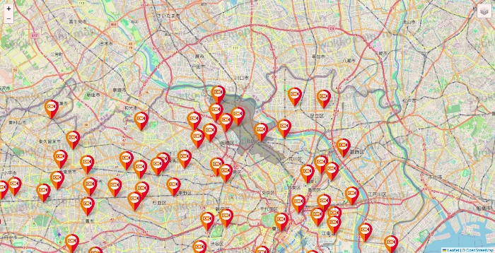 東京都のOKストアの店舗地図