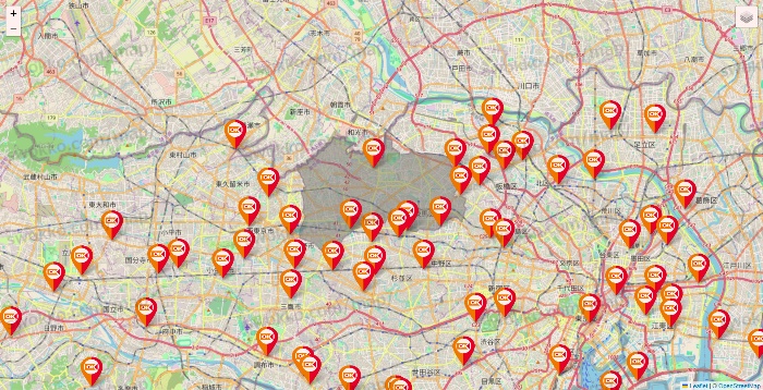 東京都のOKストアの店舗地図