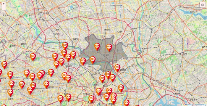 東京都のOKストアの店舗地図