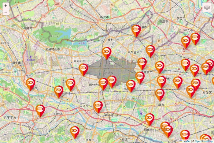 東京都のOKストアの店舗地図