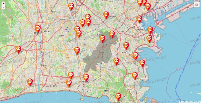 神奈川県のOKストアの店舗地図