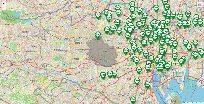 東京都のどらっぐぱぱすの店舗地図