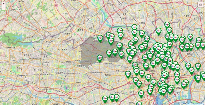 東京都のどらっぐぱぱすの店舗地図