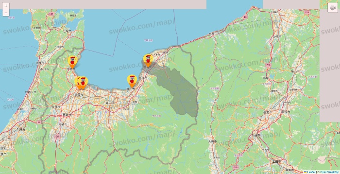 富山県のポピアの店舗地図