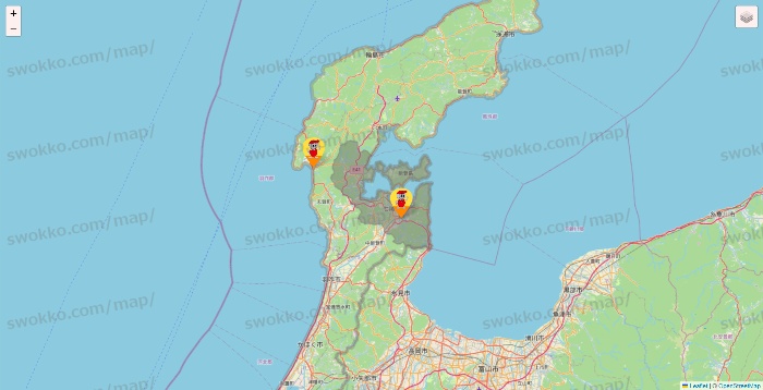 石川県のポピアの店舗地図