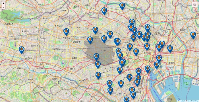 東京都のキュラーズの店舗地図