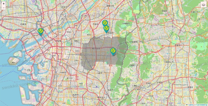 大阪府のリアルの店舗地図
