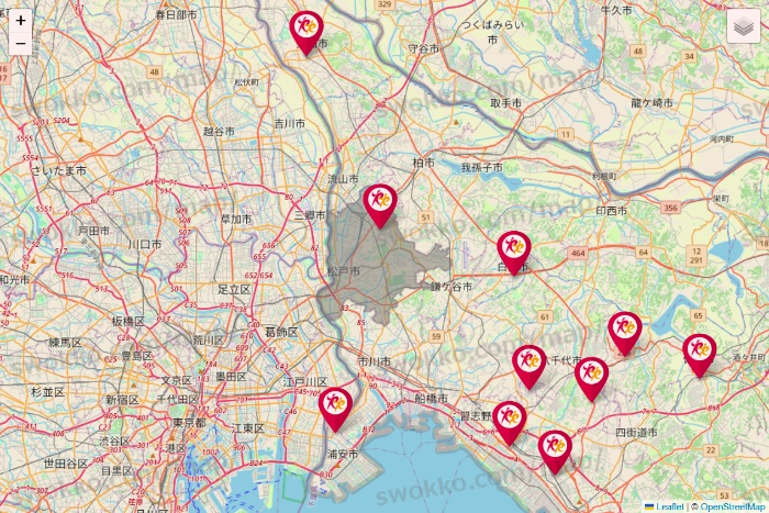 千葉県のルネサンスの店舗地図