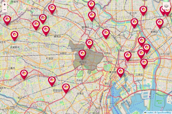 東京都のルネサンスの店舗地図
