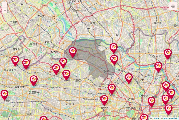 東京都のルネサンスの店舗地図