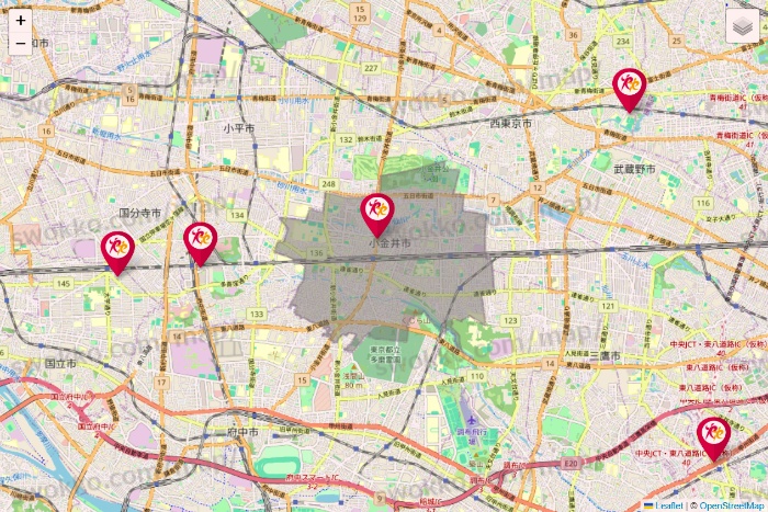 東京都のルネサンスの店舗地図