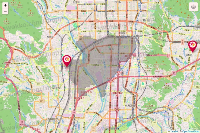 京都府のルネサンスの店舗地図