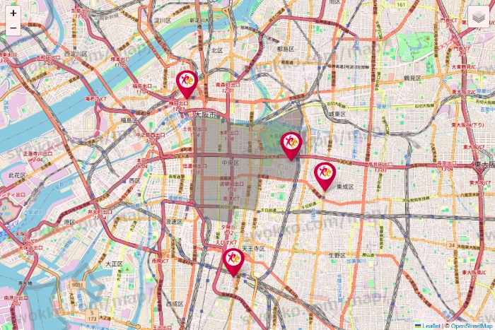 大阪府のルネサンスの店舗地図