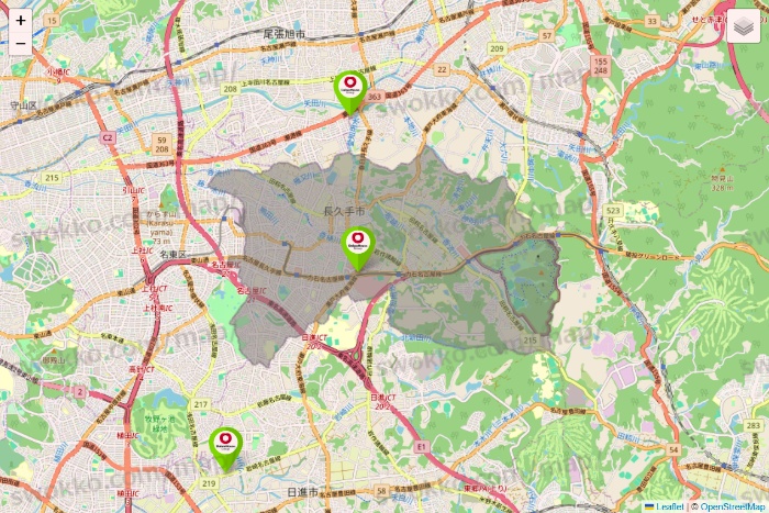 愛知県のロイヤルホームセンターの店舗地図