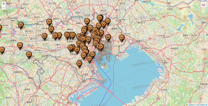 東京都のサンマルクカフェの店舗地図