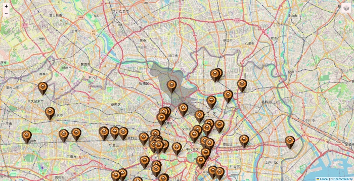 東京都のサンマルクカフェの店舗地図