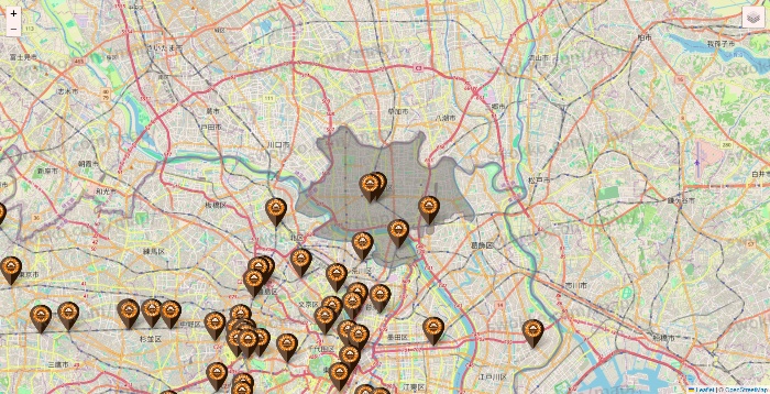 東京都のサンマルクカフェの店舗地図