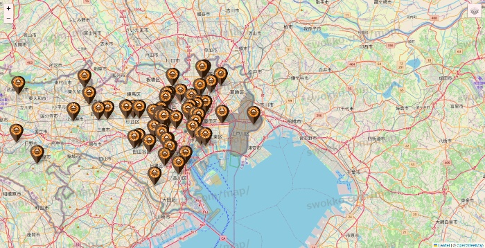 東京都のサンマルクカフェの店舗地図