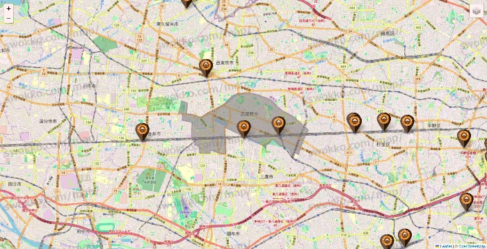 東京都のサンマルクカフェの店舗地図