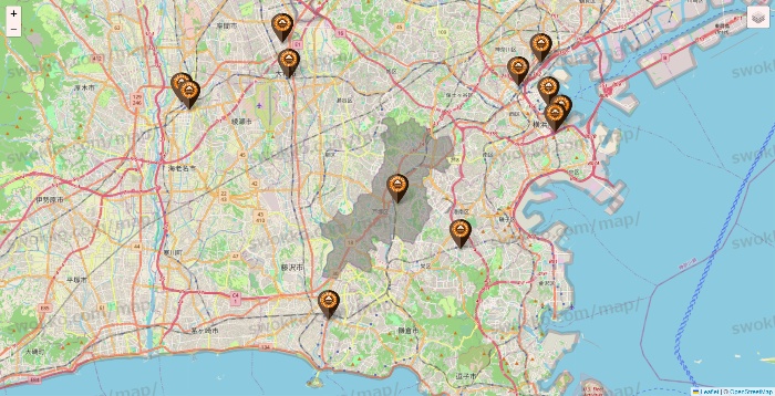 神奈川県のサンマルクカフェの店舗地図