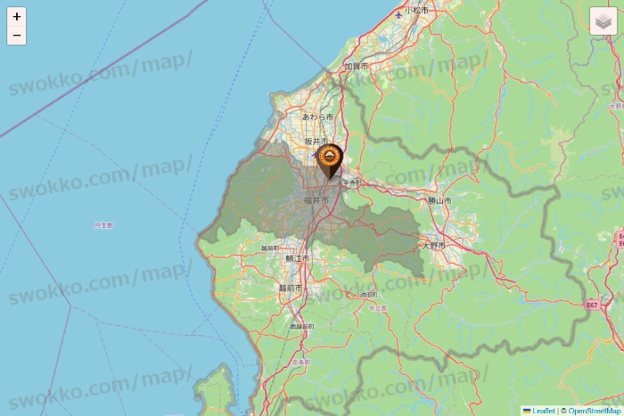 福井県のサンマルクカフェの店舗地図