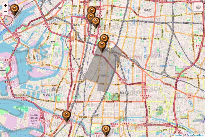 大阪府のサンマルクカフェの店舗地図