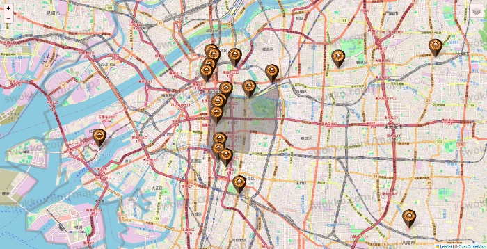 大阪府のサンマルクカフェの店舗地図