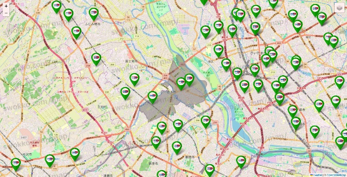 埼玉県のセイムス系の店舗地図