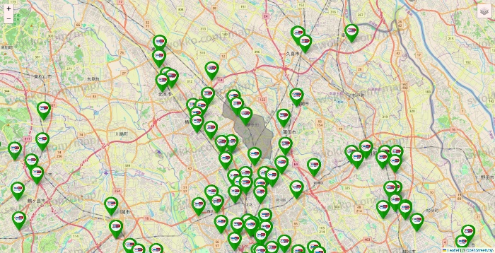 埼玉県のセイムス系の店舗地図