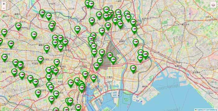東京都のセイムス系の店舗地図