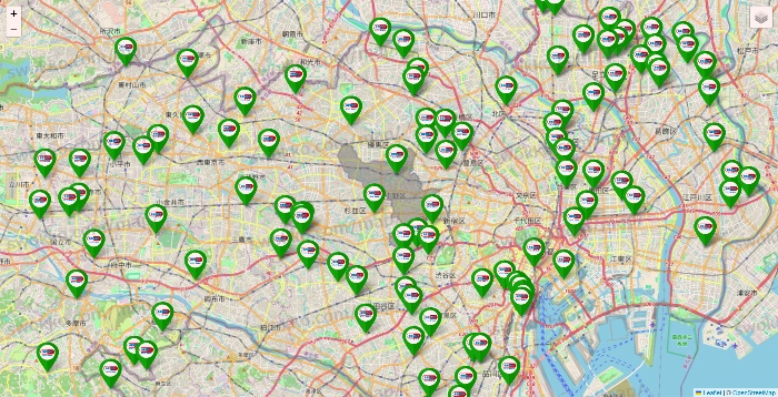 東京都のセイムス系の店舗地図