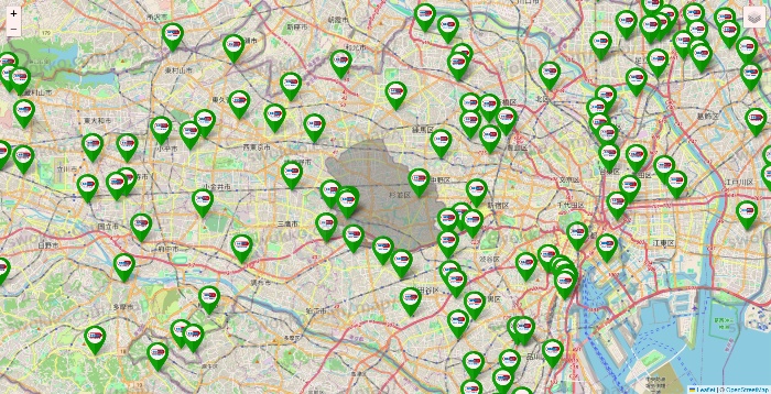 東京都のセイムス系の店舗地図