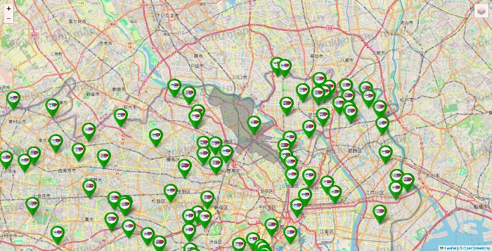 東京都のセイムス系の店舗地図