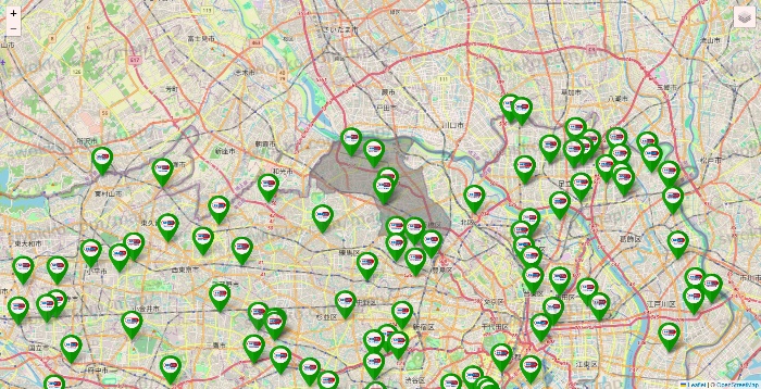 東京都のセイムス系の店舗地図