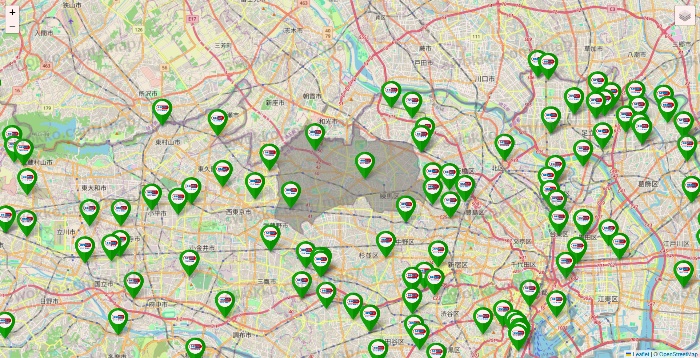 東京都のセイムス系の店舗地図