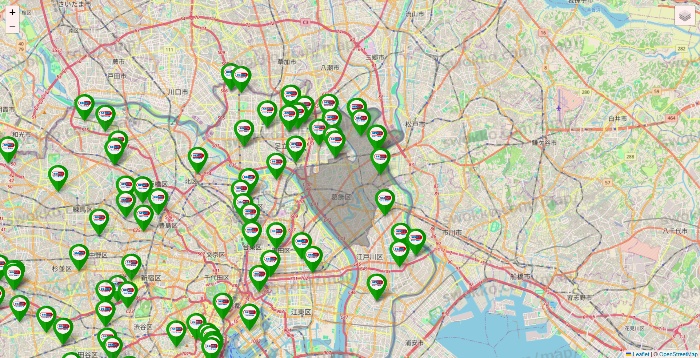 東京都のセイムス系の店舗地図