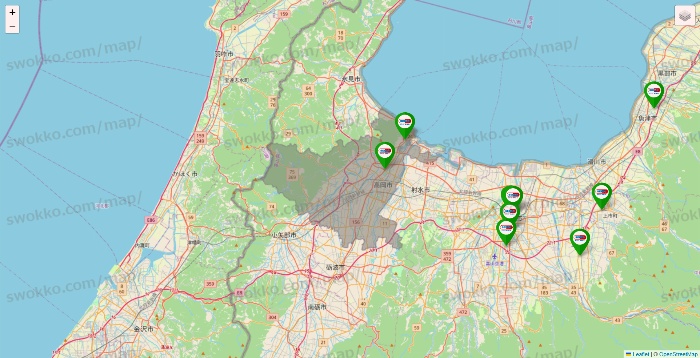 富山県のセイムス系の店舗地図