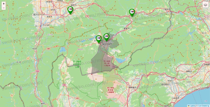 山梨県のセイムス系の店舗地図