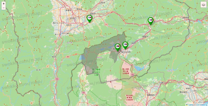 山梨県のセイムス系の店舗地図