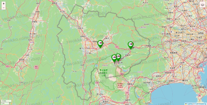 山梨県のセイムス系の店舗地図