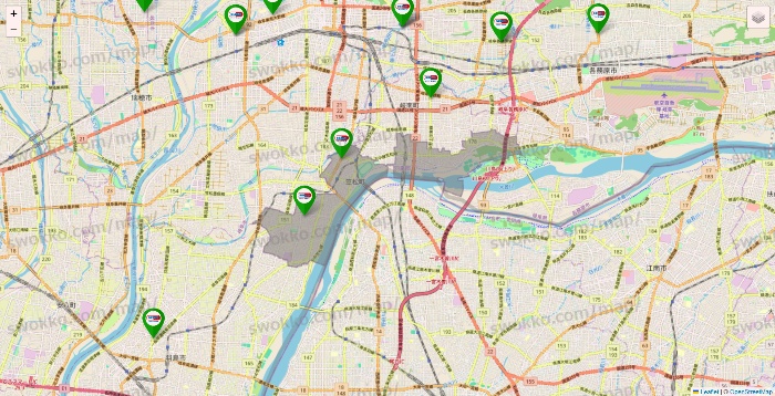 岐阜県のセイムス系の店舗地図